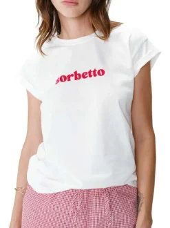 T-shirt en coton blanc uni pourvu d'un col rond et d'une coupe droite