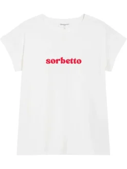 T-shirt en coton blanc uni pourvu d'un col rond et d'une coupe droite
