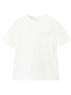 T-shirt en coton blanc uni pourvu d'un col rond et d'une coupe droite