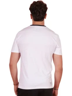 T-shirt en coton blanc uni pourvu d'un col rond et d'une coupe droite
