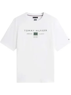 T-shirt en coton blanc uni pourvu d'un col rond et d'une coupe droite