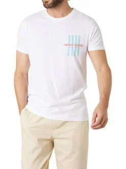 T-shirt en coton blanc uni pourvu d'un col rond et d'une coupe droite
