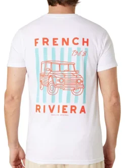 T-shirt en coton blanc uni pourvu d'un col rond et d'une coupe droite