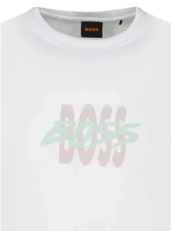 T-shirt en coton blanc uni pourvu d'une coupe droite et des manches courtes
