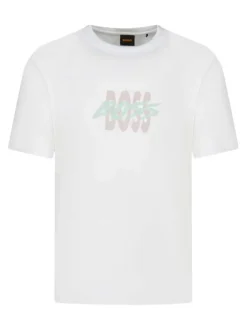 T-shirt en coton blanc uni pourvu d'une coupe droite et des manches courtes