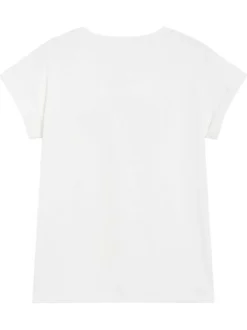 T-shirt en coton blanc uni pourvu d'une coupe droite et d'un col rond