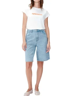 T-shirt en coton blanc uni pourvu d'une coupe droite et d'un col rond