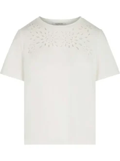 T-shirt en coton blanc uni pourvu d'une coupe droite et d'un col rond