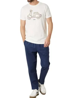 T-shirt en coton blanc uni pourvu d'une coupe droite et d'un col rond
