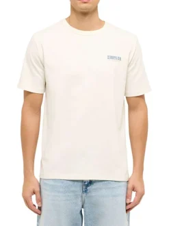 T-shirt en coton blanc uni pourvu d'une coupe droite et d'un col rond
