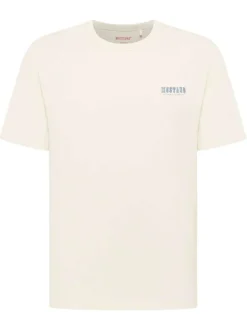 T-shirt en coton blanc uni pourvu d'une coupe droite et d'un col rond
