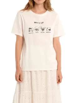 T-shirt en coton blanc uni pourvu d'un imprimé avec des chiens