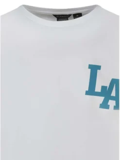 T-shirt en coton blanc uni pourvu d'un imprimé ourson et d'un col rond