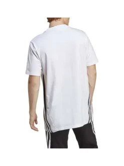 T-shirt en coton blanc uni une coupe droite et un logo poitrine en contraste