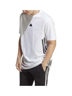 T-shirt en coton blanc uni une coupe droite et un logo poitrine en contraste