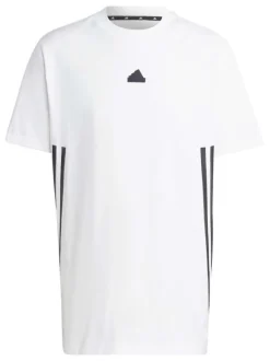 T-shirt en coton blanc uni une coupe droite et un logo poitrine en contraste