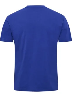 T-shirt en coton bleu avec un imprimé à l'avant et une coupe droite