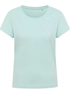 T-shirt en coton bleu clair uni avec un petit imprimé et un col rond