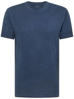 T-shirt en coton bleu marine aspect légèrement délavé avec un col rond