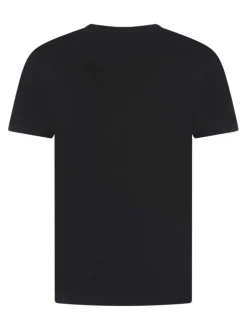 T-shirt en coton bleu marine avec une voiture imprimée et un col rond