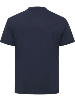 T-shirt en coton bleu marine à imprimé super-héros à l'avant et à col rond