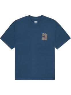 T-shirt en coton bleu marine uni avec une coupe droite et un col rond