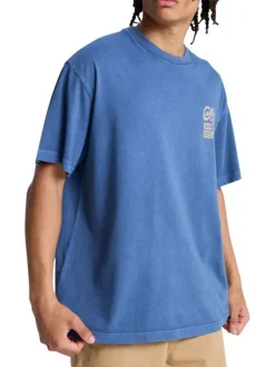 T-shirt en coton bleu marine uni avec une coupe droite et un col rond
