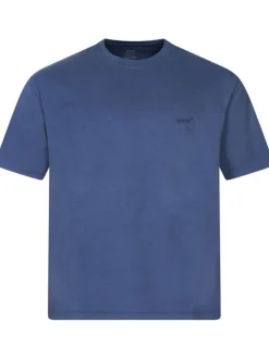 T-shirt en coton bleu uni avec nom de la marque brodé en bleu