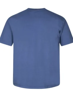 T-shirt en coton bleu uni avec nom de la marque brodé en bleu