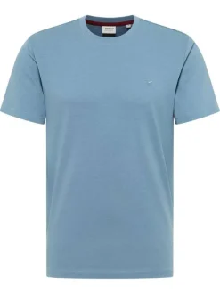 T-shirt en coton bleu uni avec un col rond et des manches courtes