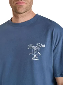 T-shirt en coton bleu uni avec un col rond et une coupe droite