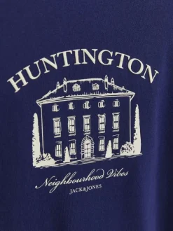 T-shirt en coton bleu uni avec un col rond et une coupe droite