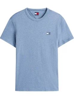 T-shirt en coton bleu uni avec une coupe droite et logo iconique