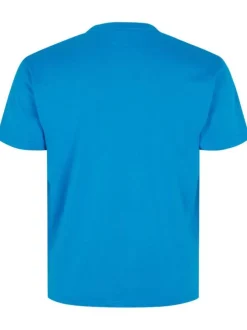 T-shirt en coton bleu uni avec une coupe droite et un col rond
