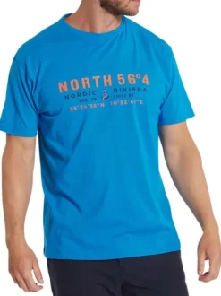 T-shirt en coton bleu uni avec une coupe droite et un col rond