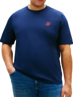 T-shirt en coton bleu uni avec une coupe droite et un col rond