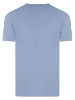 T-shirt en coton bleu uni avec une coupe droite et un col rond
