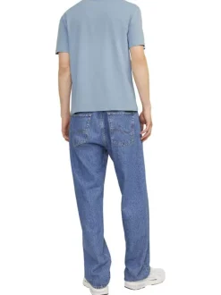 T-shirt en coton bleu uni coupe droite avec imprimé tête de mort qui cuisine