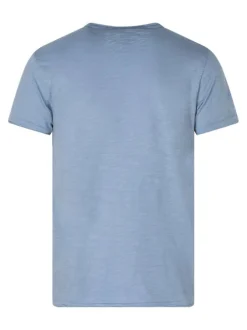 T-shirt en coton bleu uni pourvu d'une coupe droite et d'un col rond