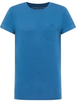 T-shirt en coton bleu uni pourvu d'une poche plaquée sur le coeur