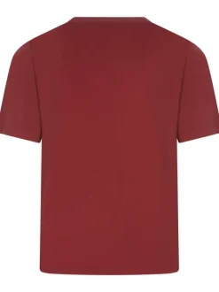 T-shirt en coton bordeaux uni avec une coupe droite et un col rond