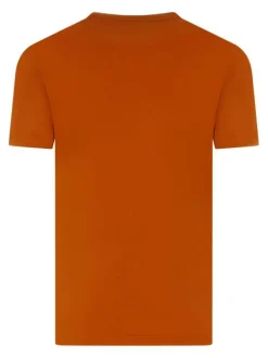 T-shirt en coton brique imprimé avec une coupe droite et un col rond
