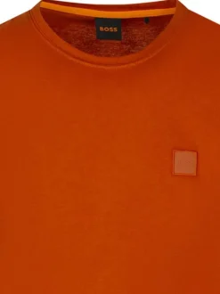 T-shirt en coton brique uni avec un col rond et une coupe droite