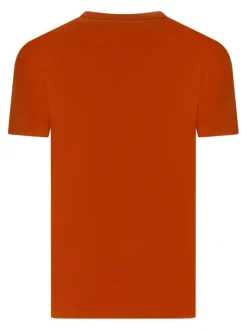 T-shirt en coton brique uni avec un col rond et une coupe droite