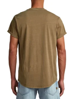 T-shirt en coton brun uni avec logo iconique sur la poitrine et un col rond