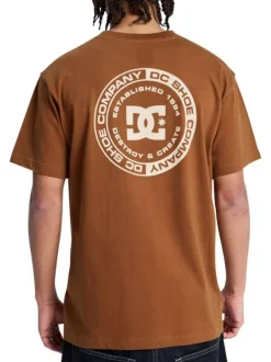T-shirt en coton camel uni avec un col rond et une coupe droite