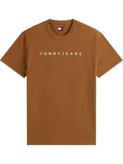 T-shirt en coton camel uni avec une coupe droite et nom iconique