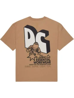 T-shirt en coton camel uni avec une coupe droite et un col rond