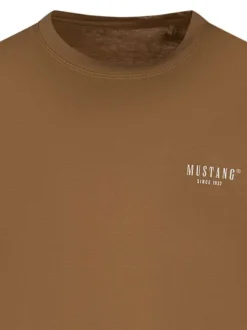 T-shirt en coton camel uni avec une coupe droite et un col rond
