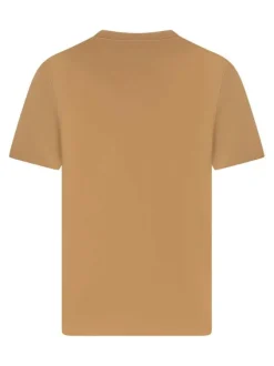 T-shirt en coton camel uni avec une coupe droite et un col rond
